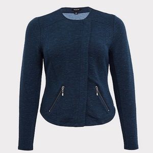 Torrid Blue Knit ZIP Moro Jacket
